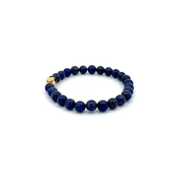 18K Gold Money Bag Lucky Charm Bracelet Gemstones Lapis Lazuli 6mm - Picture 4 of 9